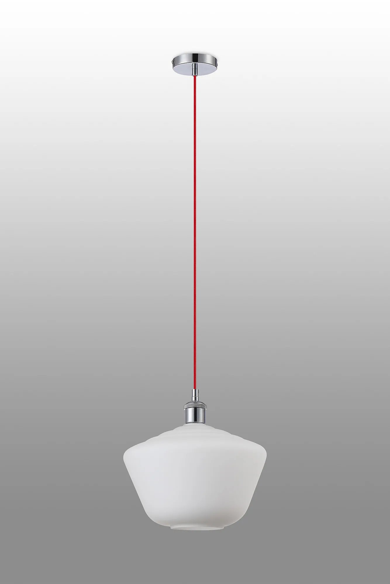 Cawdor Single Pendant, 1 Light E27, Polished Chrome/Red/Opal Hexagonal Glass DK1135  Deco Cawdor